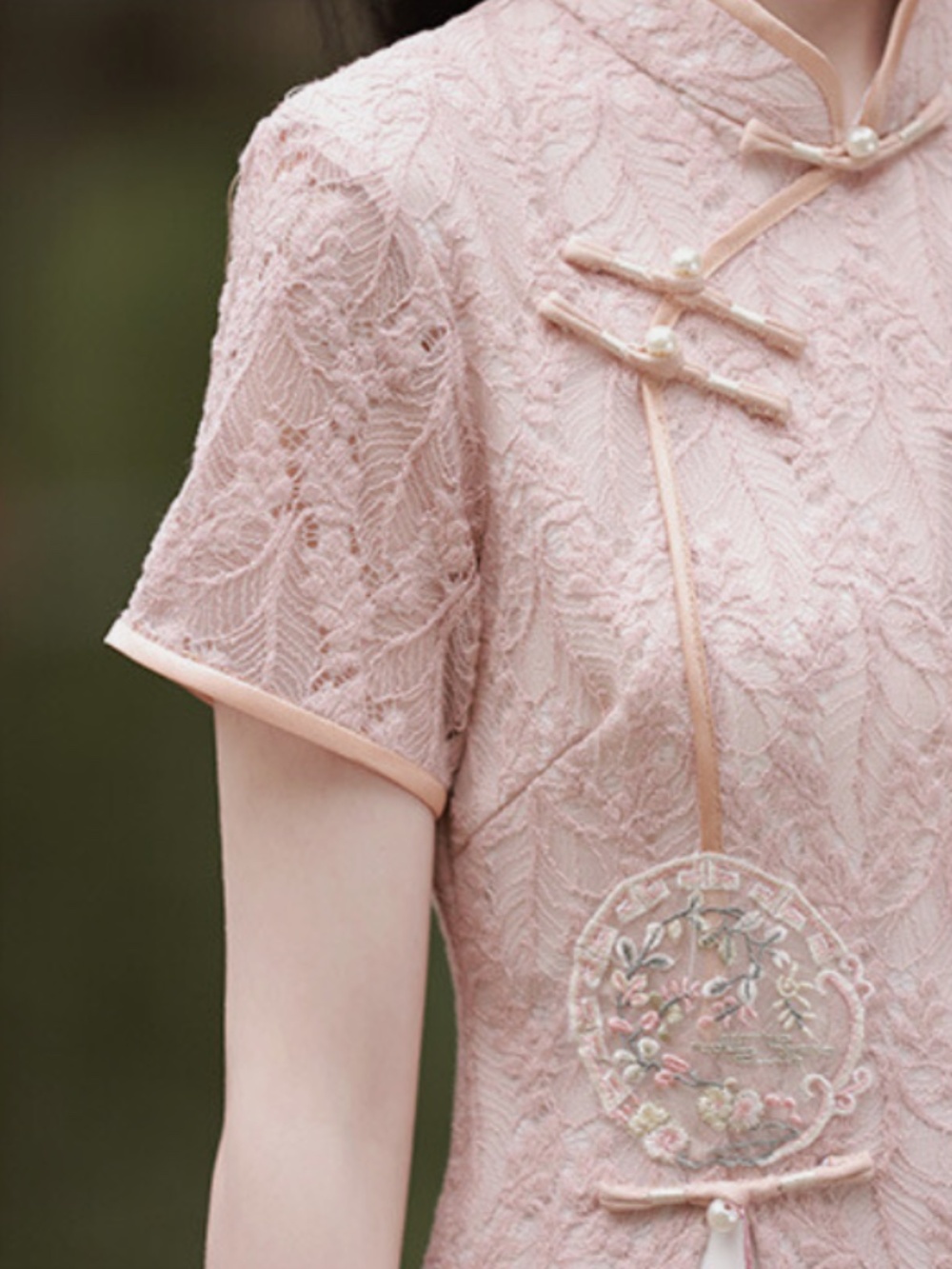 NWT Modern Pink Lace Qipao Cheongsam Dress | Chinese Size M (Fits US XS/S) - Picture 12 of 12